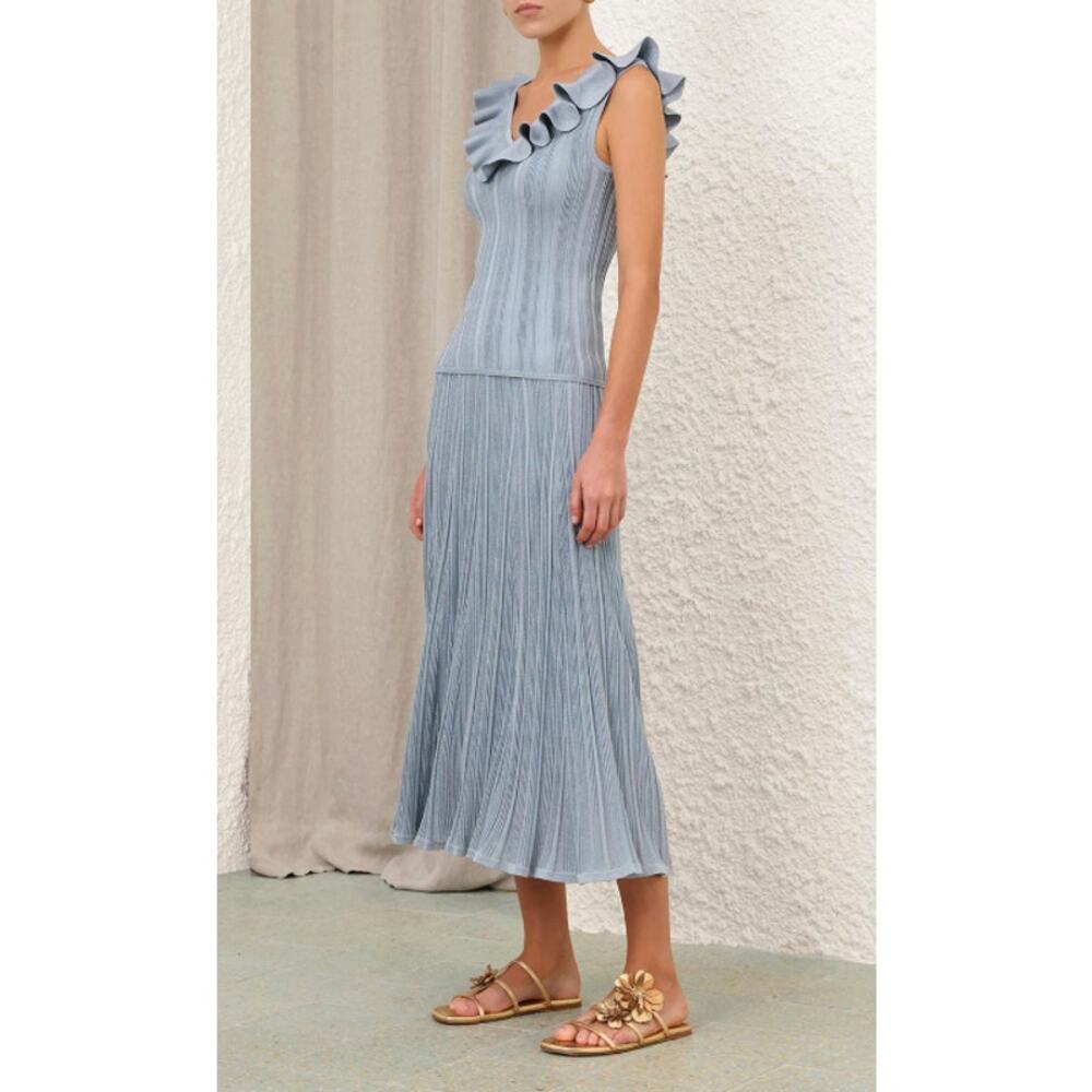 Zimmermann Aster Metallic Frill Top with Aster Metallic Midi Skirt size US 8/10